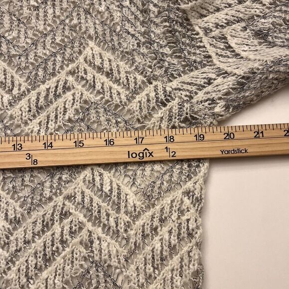 Lucky Brand Sweater Womens Medium Ivory Gray Chevron Stripe Boho Aztec Pullover - Picture 5 of 8